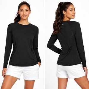 Footjoy Womens Black Athletic Top Drawstring Waist Mesh Panel M Golf Gorpcore